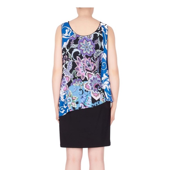 Joseph Ribkoff asymmetrical floral mini dress size 12 sleeveless - Picture 2 of 9
